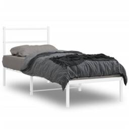 Berkfield Home Metal Bed Frame without Mattress with Headboard White 75x190cm - Size: 75x190 cm - thumbnail 1