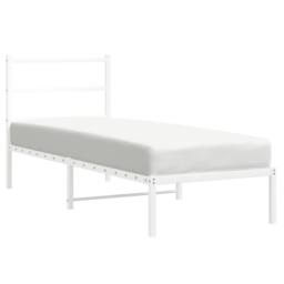 Berkfield Home Metal Bed Frame without Mattress with Headboard White 75x190cm - Size: 75x190 cm - thumbnail 4