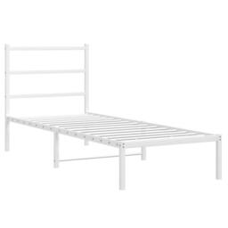 Berkfield Home Metal Bed Frame without Mattress with Headboard White 75x190cm - Size: 75x190 cm - thumbnail 2