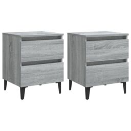 Berkfield Home Bed Cabinets with Metal Legs 2 pcs Grey Sonoma 40x35x50 cm - Size: 40 x 35 x 50 cm - thumbnail 2