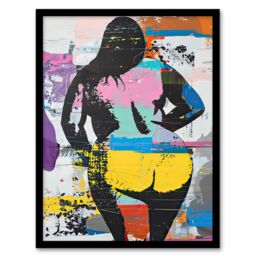 Artery8 Big Beautiful Woman Cheeky Colourful Street Art Framed Art Print - Size: A4 - thumbnail 1