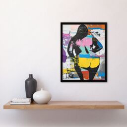 Artery8 Big Beautiful Woman Cheeky Colourful Street Art Framed Art Print - Size: A4 - thumbnail 4