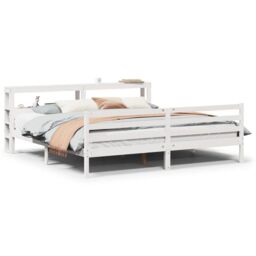 Berkfield Home Bed Frame with Headboard without Mattress White 200x200 cm in Brown - thumbnail 2