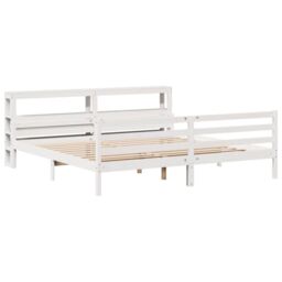 Berkfield Home Bed Frame with Headboard without Mattress White 200x200 cm in Brown - thumbnail 3