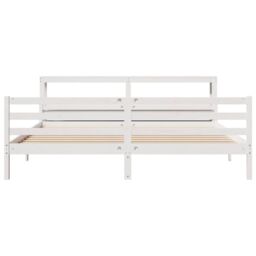Berkfield Home Bed Frame with Headboard without Mattress White 200x200 cm in Brown - thumbnail 4