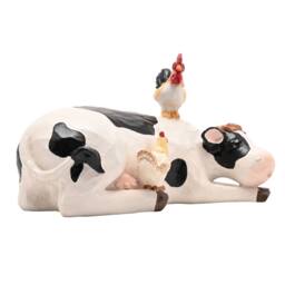 Country Living Resin Chicken & Cow Ornament in White - thumbnail 4