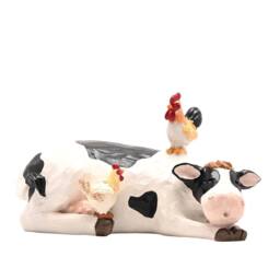Country Living Resin Chicken & Cow Ornament in White - thumbnail 2