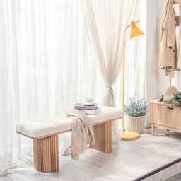 Nordlys Scandinavian Wood Entryway Bench in White - thumbnail 2