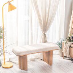 Nordlys Scandinavian Wood Entryway Bench in White - thumbnail 7