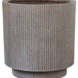 Wyld and Coco 37cm Taupe Fibre Clay Planter - Vertical Rib Finish in Beige - thumbnail 2