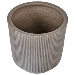 Wyld and Coco 37cm Taupe Fibre Clay Planter - Vertical Rib Finish in Beige - thumbnail 4