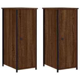 Berkfield Home Bedside Cabinets 2 pcs Brown Oak 32x42x80 cm Engineered Wood - Size: 32 x 42 x 80 cm - thumbnail 2