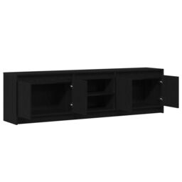 Berkfield Home TV Cabinet with LED Strip Lights with Storage with Door Black 180 x 34 x 50 cm - thumbnail 5