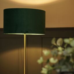 ValueLights Tavel Brushed Gold Floor Lamp Light with Velvet Shade in Bottle Green - Size: 18 inches - thumbnail 4