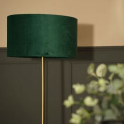 ValueLights Tavel Brushed Gold Floor Lamp Light with Velvet Shade in Bottle Green - Size: 18 inches - thumbnail 5