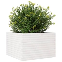 Berkfield Home Garden Planter White 70x70x45.5 cm Solid Wood Pine - thumbnail 4