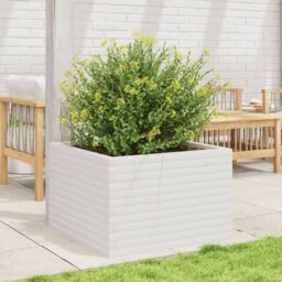 Berkfield Home Garden Planter White 70x70x45.5 cm Solid Wood Pine - thumbnail 3