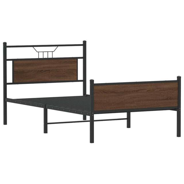 Berkfield Home Durable Bed Frame without Mattress Brown Oak 107x203 cm Engineere - image 1