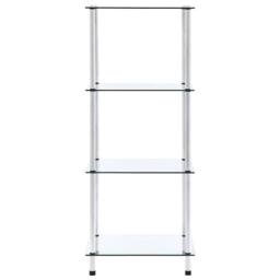 Berkfield Home 4-Tier Shelf Transparent 40x40x100 cm Tempered Glass in Clear - Size: 40 x 40 x 100 cm
