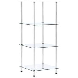 Berkfield Home 4-Tier Shelf Transparent 40x40x100 cm Tempered Glass in Clear - Size: 40 x 40 x 100 cm - thumbnail 2