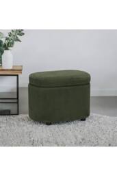 Living and Home Modern Corduroy Storage Ottoman with Plastic Legs in Green - thumbnail 2