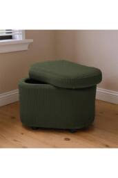 Living and Home Modern Corduroy Storage Ottoman with Plastic Legs in Green - thumbnail 1