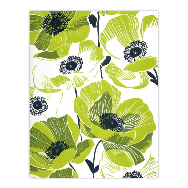 "Artery8 Wall Art Print Lime Green Poppy Flowers Poppies Floral Design Poster - Size: W12"" x H16""" - image 1