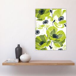"Artery8 Wall Art Print Lime Green Poppy Flowers Poppies Floral Design Poster - Size: W12"" x H16""" - thumbnail 4