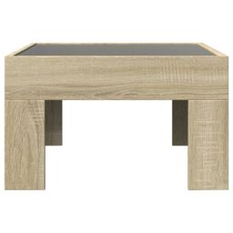 Berkfield Home Coffee Table with Infinity LED Sonoma Oak 50x50x30 cm in Brown - Size: 50 x 50 x 30 cm - thumbnail 6