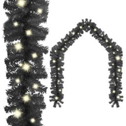 Berkfield Home Christmas Garland with LED Lights 10 m Black - thumbnail 1