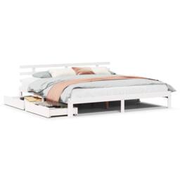 Berkfield Home Bed Frame with Drawers without Mattress White 200x200 cm - thumbnail 1