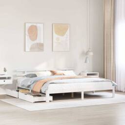 Berkfield Home Bed Frame with Drawers without Mattress White 200x200 cm - thumbnail 2