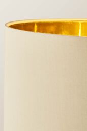ValueLights Christina Fabric with Metallic Gold Inner Drum Shade Gold Palm Leaf Floor Lamp in Beige - thumbnail 4