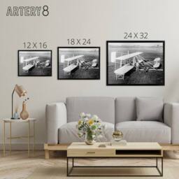 "Artery8 Wright Brothers Biplane Machine Framed Canvas Wall Art Print in Grey - Size: W12"" x H16""" - thumbnail 4