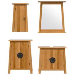 Berkfield Home Beautiful 4 Piece Bathroom Furniture Set Solid Wood Pine in Brown - thumbnail 5