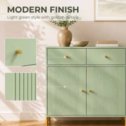 HOMCOM Modern Sideboard with 2 Drawers, & Adjustable Shelf, Light Green - thumbnail 6