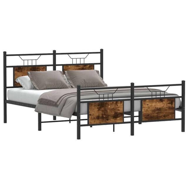 Berkfield Home Durable Bed Frame without Mattress Smoked Oak 140x200 cm Engineer in Brown - image 1
