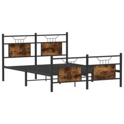 Berkfield Home Durable Bed Frame without Mattress Smoked Oak 140x200 cm Engineer in Brown - thumbnail 5