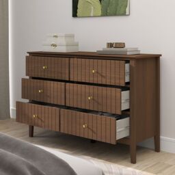 Melody Maison Large 6 Drawer Chest Of Drawers - Hales Dark Wood Range in Brown - thumbnail 6
