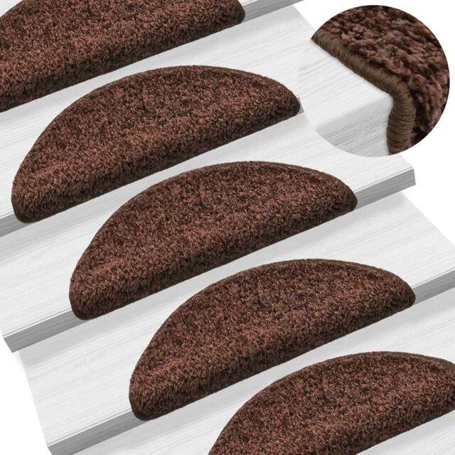 Berkfield Home Carpet Stair Treads 15 pcs Brown 56x17x3 cm - Size: Medium - image 1