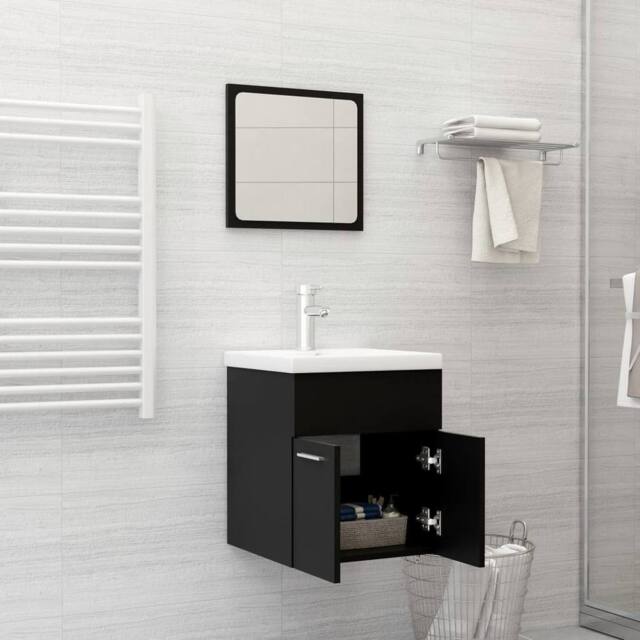 Berkfield Home Elegant Bathroom Furniture Set Black Engineered Wood - image 1