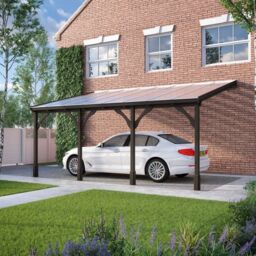 Rutland County Garden Furniture Ltd Polycarbonate Roof Car Port 4 Post, Wood, L250 x W650 cm - Light Green in Brown - thumbnail 1