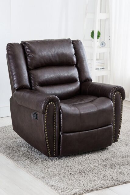 More4Homes Denver Bonded Leather Manual Recliner Stud Sofa Home Lounge Chair in Brown - image 1