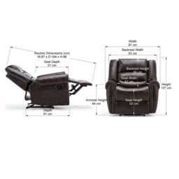 More4Homes Denver Bonded Leather Manual Recliner Stud Sofa Home Lounge Chair in Brown - thumbnail 7