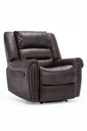 More4Homes Denver Bonded Leather Manual Recliner Stud Sofa Home Lounge Chair in Brown - thumbnail 2
