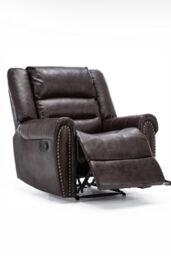 More4Homes Denver Bonded Leather Manual Recliner Stud Sofa Home Lounge Chair in Brown - thumbnail 3