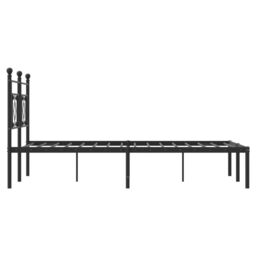 Berkfield Home Metal Bed Frame without Mattress with Headboard Black 140x200cm - Size: 140x200 cm - thumbnail 6