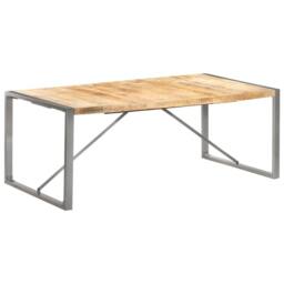 Berkfield Home Durable Dining Table 200x100x75 cm Solid Rough Mango Wood in Brown - Size: 200 x 100 x 75 cm - thumbnail 9