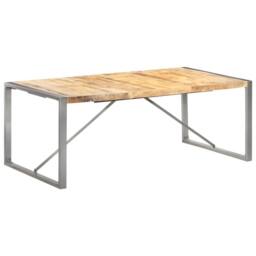 Berkfield Home Durable Dining Table 200x100x75 cm Solid Rough Mango Wood in Brown - Size: 200 x 100 x 75 cm - thumbnail 2