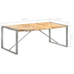 Berkfield Home Durable Dining Table 200x100x75 cm Solid Rough Mango Wood in Brown - Size: 200 x 100 x 75 cm - thumbnail 7